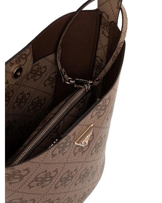 Guess Brown Monogram-Print Shoulder Bag