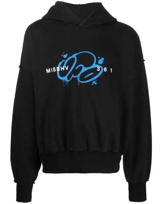 M I S B H V Black X Ufo361 Logo-Print Hoodie for men