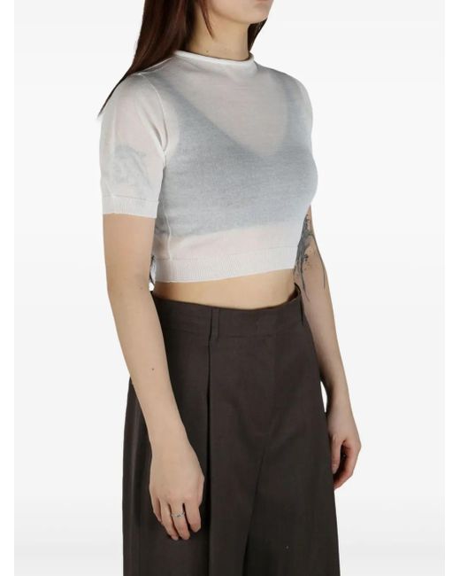 Amomento White Semi-Sheer Top