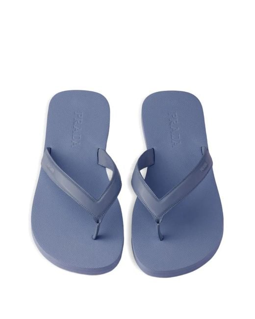 Prada Blue Brushed Leather Flip-Flops for men
