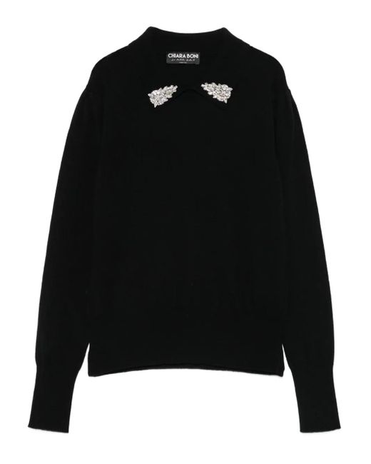 La Petite Robe Di Chiara Boni Sweater Verfraaid Met Kristallen in het Black