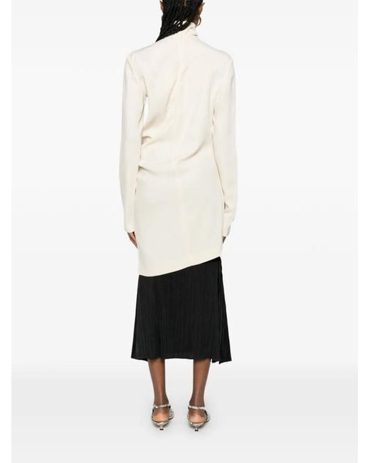 Totême White High-Neck Twist Blouse