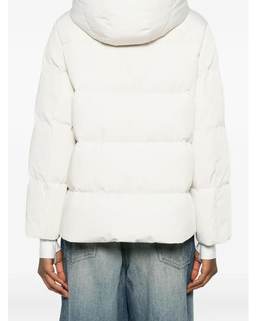 Yves Salomon White Hooded Puffer Jacket