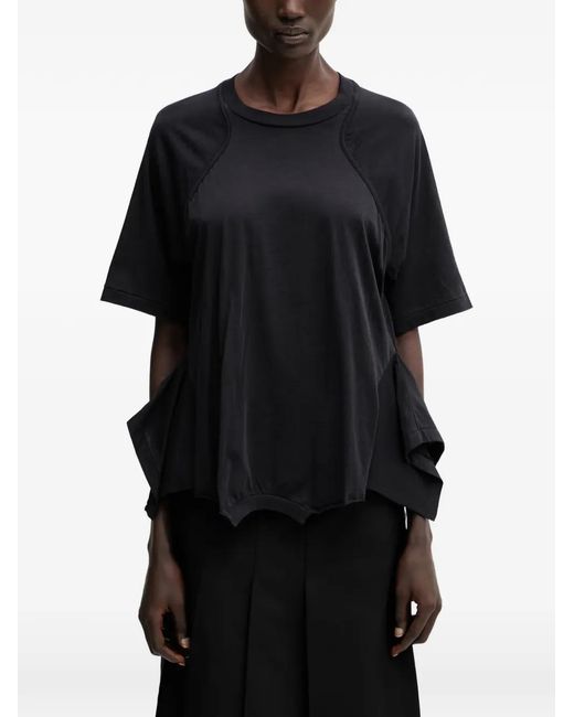 Undercover Black Panelled Raw-Edge T-Shirt
