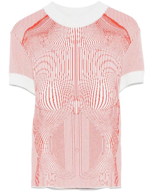 Jean Paul Gaultier Pink The Morphing Pinstripes T-Shirt