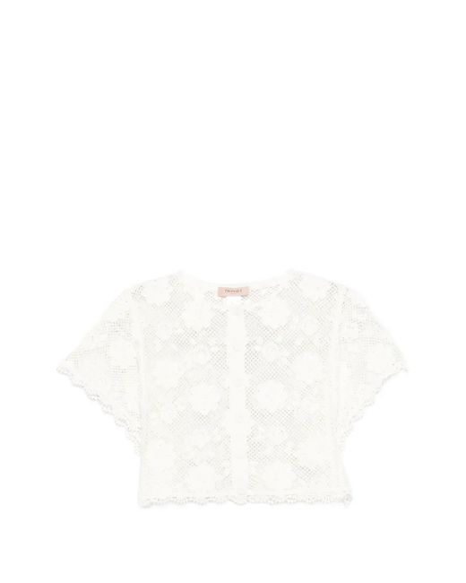 Twinset White Haut En Crochet
