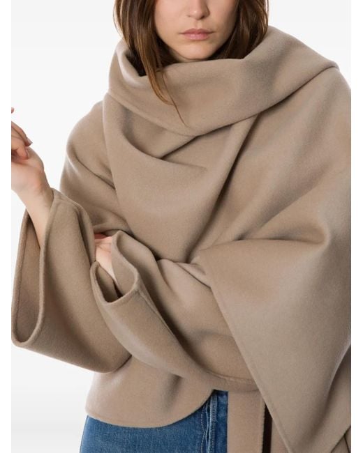 Alberta Ferretti Natural Asymmetric Draped Poncho