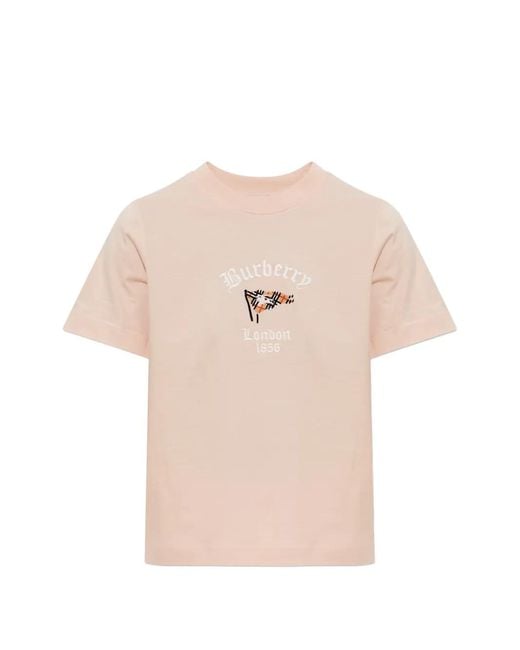 Burberry Pink Logo-Embroidered T-Shirt