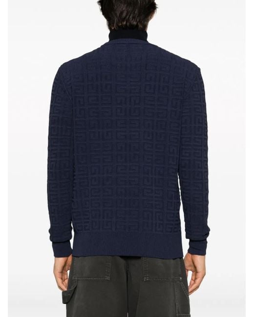 Givenchy Blue 4G Patterned-Knit Jumper for men
