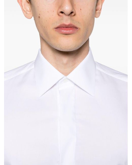 Camisa con cuello de pico Brioni de hombre de color White