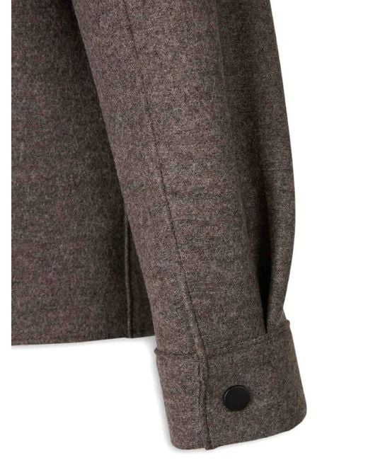 Harris Wharf London Hemdjacke mit Druckknöpfen in Gray für Herren
