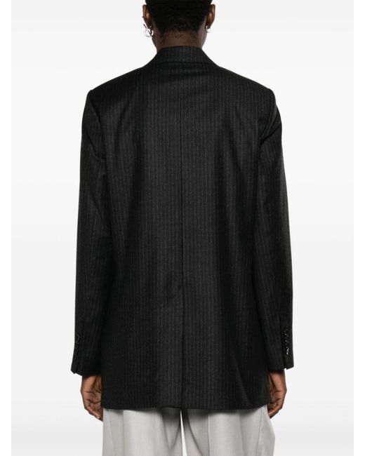 AMI Black Pinstripe-pattern Wool Blazer