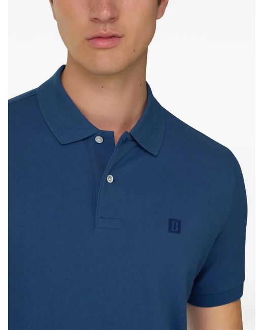 Boggi Blue Pique Button Polo Shirt for men