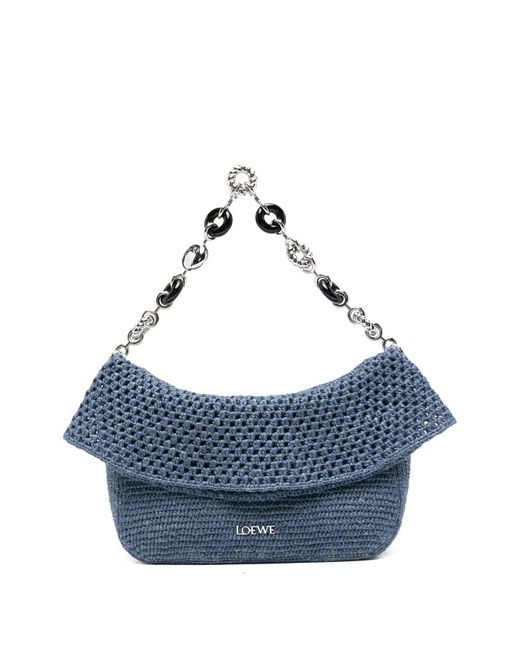 Loewe Blue Ola Crochet Medium Shoulder Bag