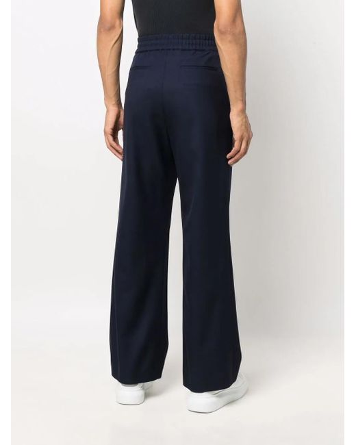 Balmain Blue Wide-Leg Twill Trousers for men