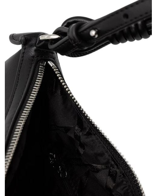 ARMANI EXCHANGE Black Braided-Handle Heart-Charm Shoulder Bag