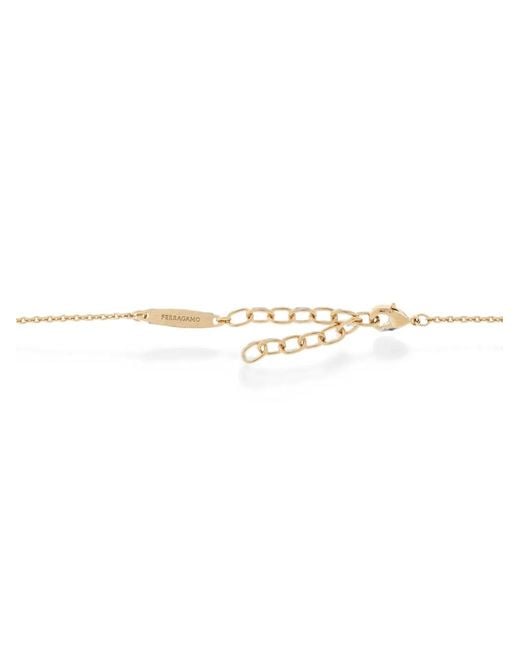 Ferragamo White Crystal-Embellished Gancini Necklace