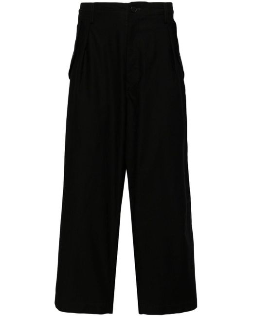 Yohji Yamamoto Black Cropped Cotton Trousers for men