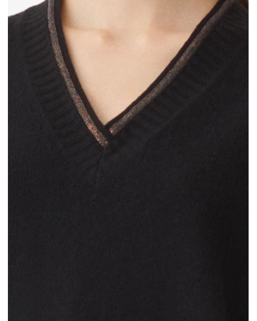 Maglione Con Scollo A V E Decorazione di Fabiana Filippi in Black