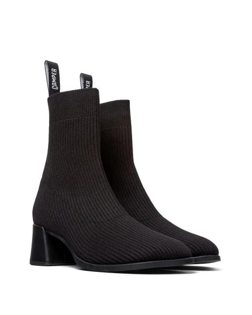 Camper Black 65Mm Kora Knitted Block-Heel Boots