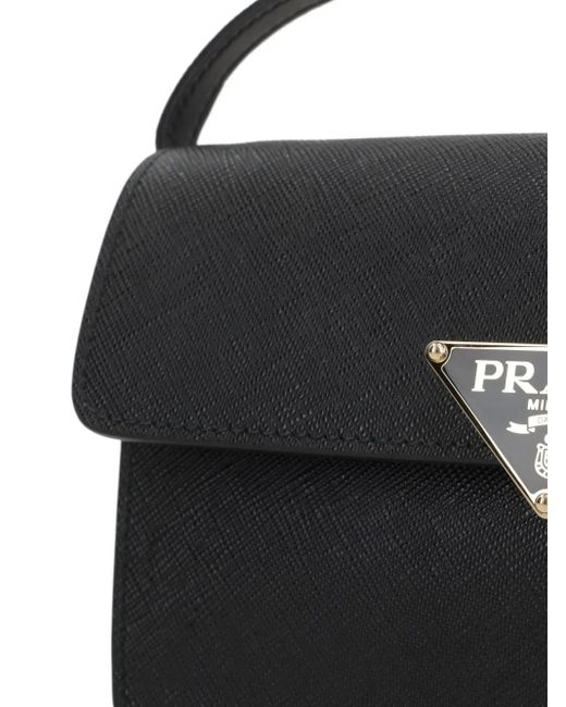 Prada Black Mini-Umhängetasche Aus Saffian-Optik