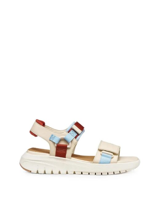 Geox White Flextride S Touch-Strap Sandals