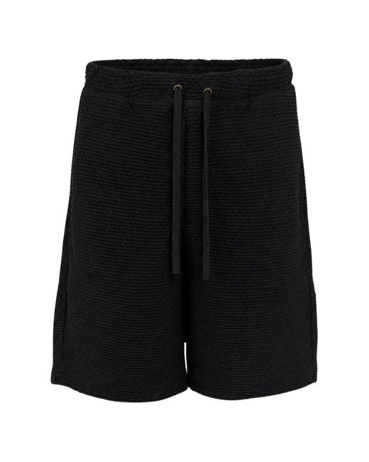 Emporio Armani Black Embossed Drawstring Shorts for men