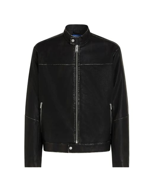 Karl Lagerfeld Black Slogan-Print Distressed Jacket for men
