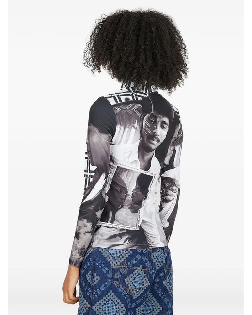 Ahluwalia Gray Graphic High-Neck Top