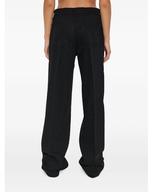 Rick Owens Black Pressed-Crease Wide-Leg Wool Trousers