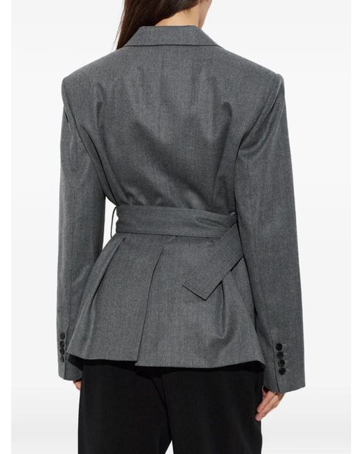 Lanvin Gray Belted Virgin-Wool Blazer