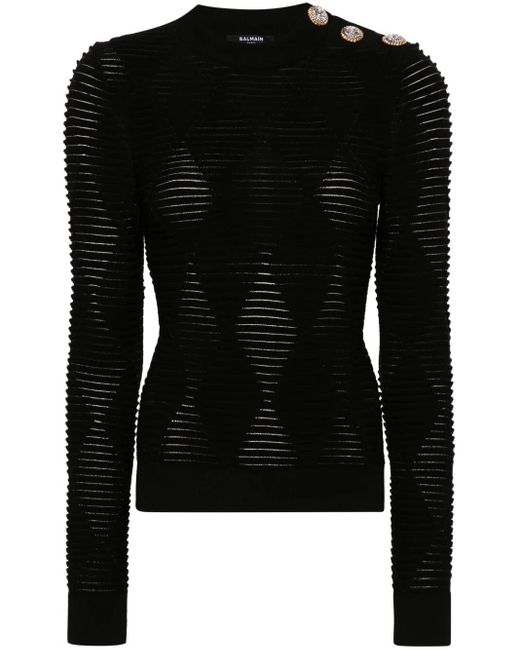 Pull À Boutons Embossés Balmain en coloris Black
