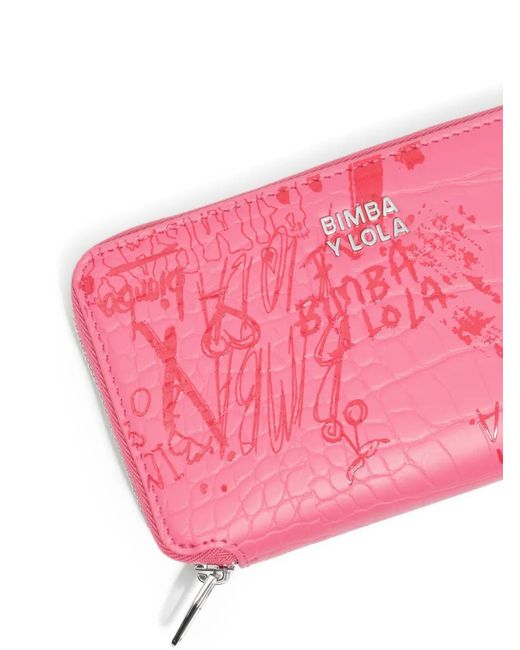 Bimba Y Lola Pink Logo Zip Wallet