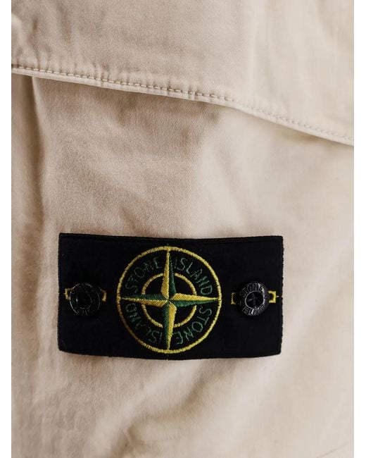 Stone Island White Cargo Patch Shorts for men