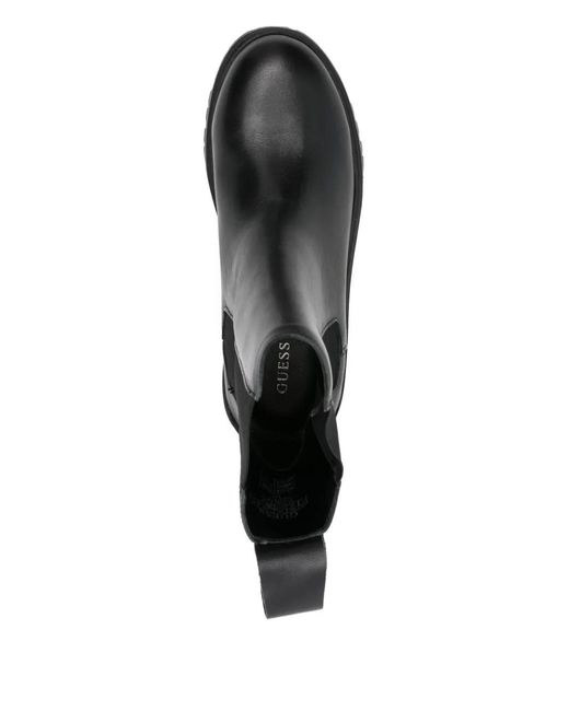 Guess Black Logo-Plaque Elastic-Sided Chelsea Boots