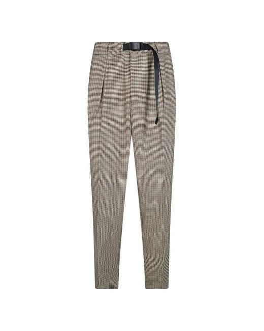 White Sand Gray Check-Pattern Pleated Trousers for men