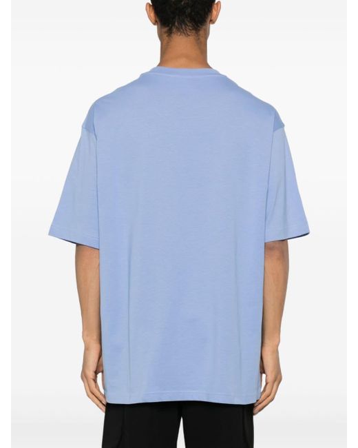 Versace Blue Logo-print Cotton T-shirt for men