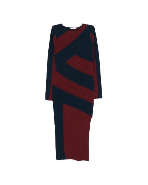 Patrizia Pepe Blue Sculptural Knitted Midi Dress