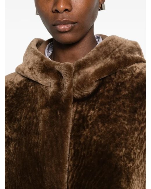 Manzoni 24 Brown Hooded Shearling Jacket