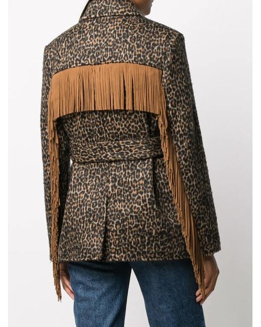Saint Laurent Multicolor Leopard Print Tasselled Jacket