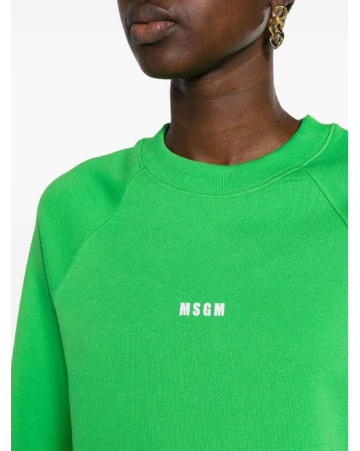 MSGM Green Logo-print Cotton Sweatshirt