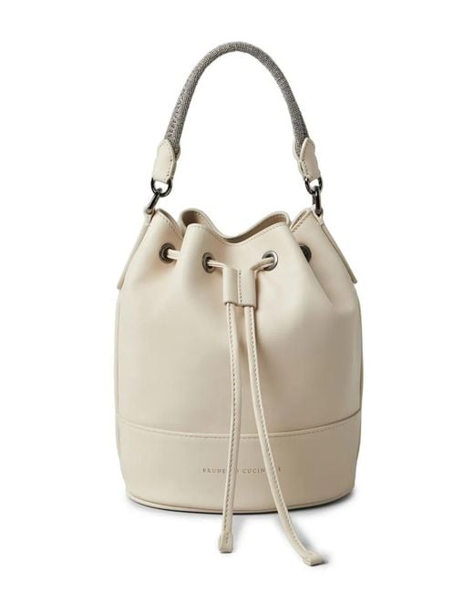 Brunello Cucinelli Natural Bucket Bag With Logo