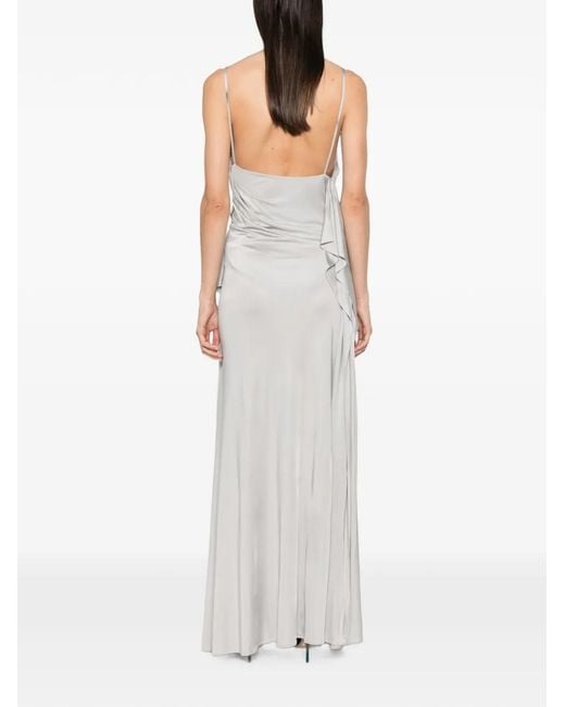 Versace White Sleeveless Draped Gown