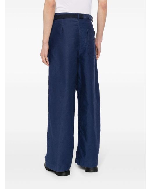 Pantalones anchos con cinturón Sacai de hombre de color Blue