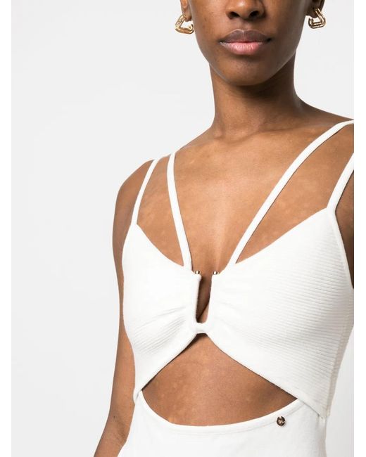 Nissa White Cut-Out Double-Strap Top