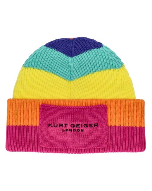 Kurt Geiger Kgl Ribbed Knit Beanie in Pink Lyst UK