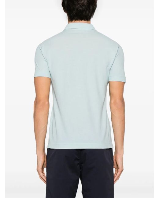 Zanone Blue Short-Sleeve Cotton Polo Shirt for men
