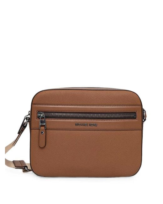Michael Kors Brown Jet Set Logo-Plaque Pebbled-Leather Shoulder Bag for men
