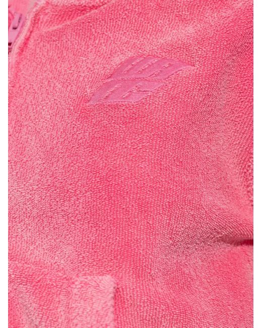 Alexander Wang Pink Leaf-Embroidered Hooded Zip-Up Top