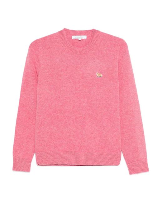 Maglione Con Ricamo di Maison Kitsuné in Pink